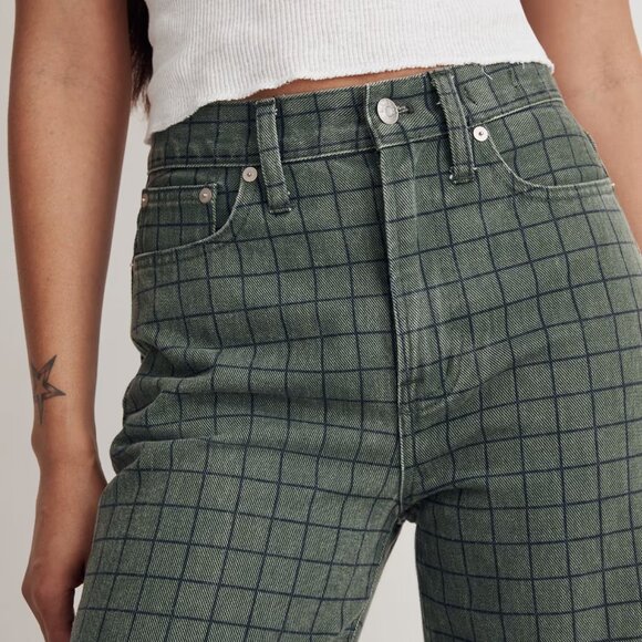 NWoT Madewell The Perfect Vintage Straight Jean Windowpane Plaideans Green - Picture 3 of 14